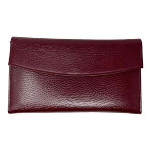 Vintage St. Thomas Wallet Checkbook Cowhide Leather Burgundy
